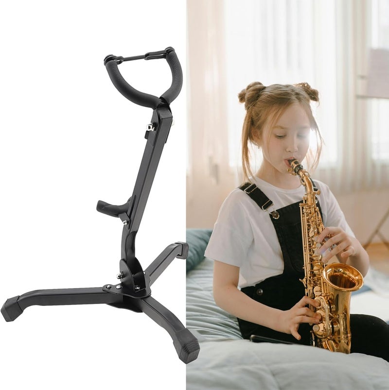 REMAGIC Alto & Tenor Saxophone Stand, Foldable Saxophone Stand Holder Rack, Adjustable Metal Sax Tripod Holder Rack, Portable Musical Instrument Accessories - Image 2